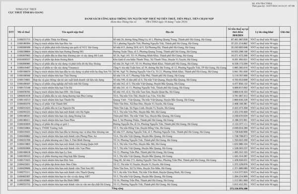 Hà Giang: Công khai danh sách 37 doanh nghiệp nợ thuế hơn 273 tỷ đồng