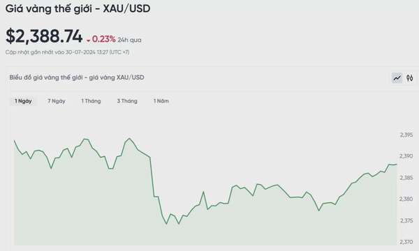 Biểu đồ biến động giá vàng trong 24 giờ qua