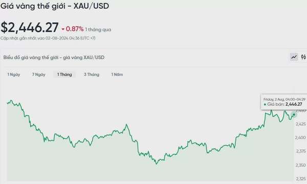 Giá vàng hôm nay 2/8/2024: