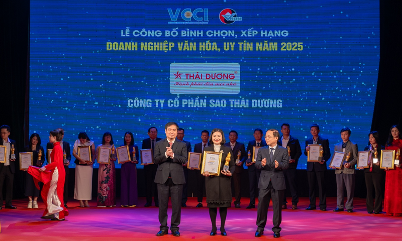 Sao Thái Dương được VCCI vinh danh Doanh nghiệp Văn hóa - Uy tín 2025