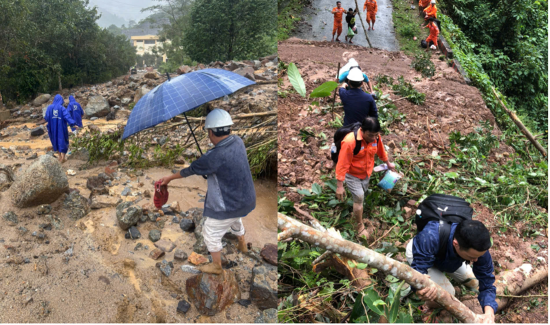 Người lao động Công ty Thủy điện Sông Bung vượt khó do sạt lở