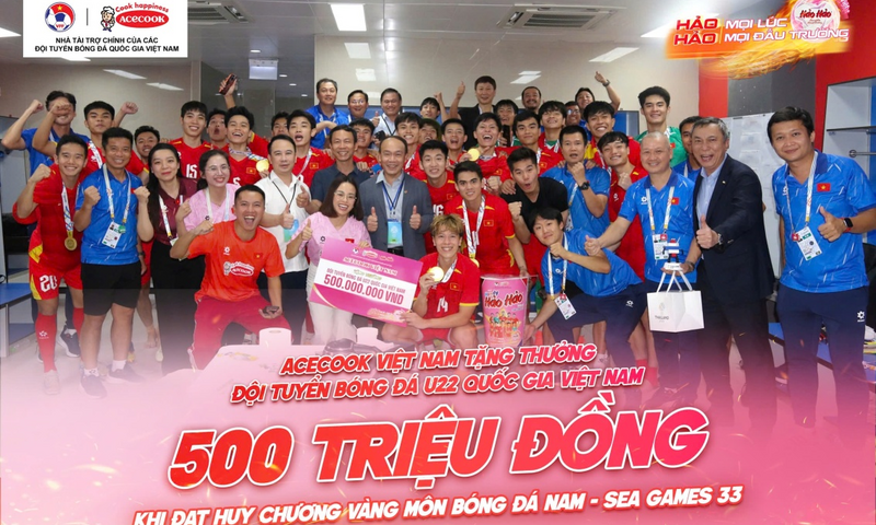 Acecook Việt Nam thưởng 500 triệu đồng cho U22 Việt Nam giành HCV SEA Games 33